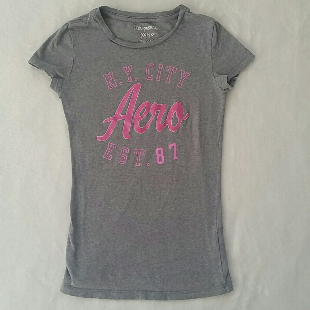 Aeropostale Grey/Pink Tee XS